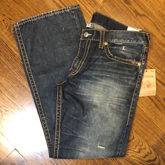 TRUE RELIGION Men’s Boot Cut Button Pockets Denim Jeans 38x33 NWT - Picture 11 of 12